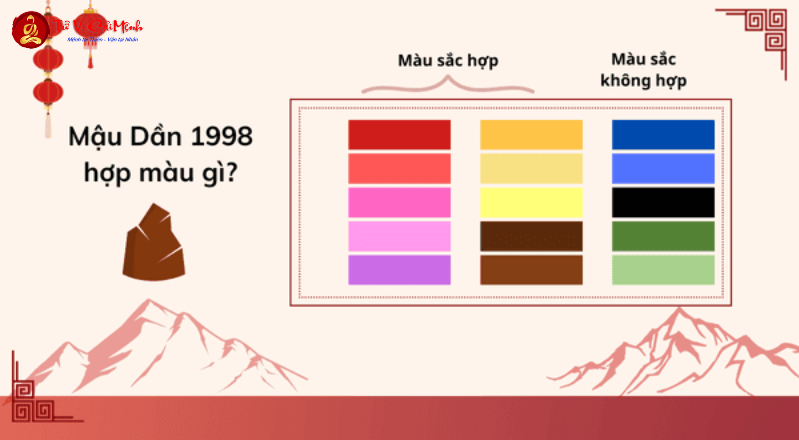 Sinh năm 1998 hợp màu gì? Bảng màu sắc hợp mệnh Thành Đầu Thổ