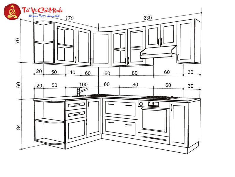 Kích Thước Bếp Chữ L Hợp Phong Thủy Mang Lại Tài Lộc Cho Gia Đình