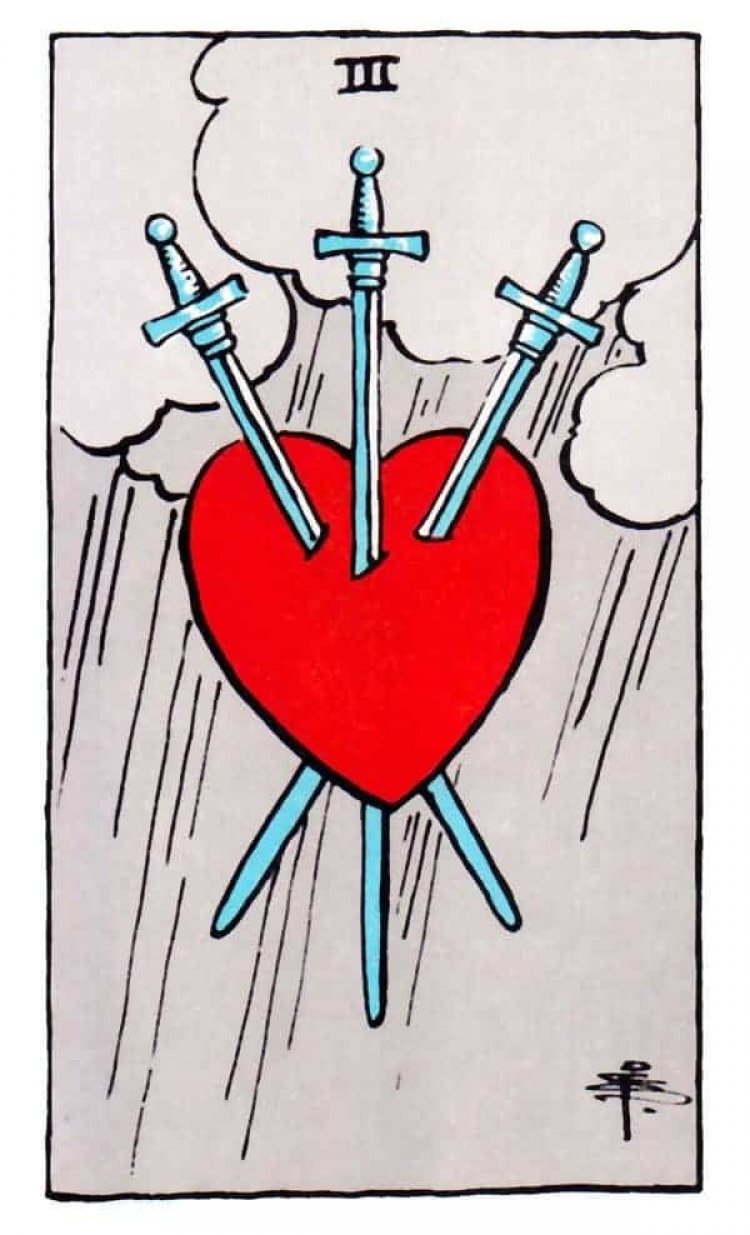 Ý nghĩa Lá Bài Three of Swords Tarot: Tình yêu, Sức khỏe & Sự Nghiệp